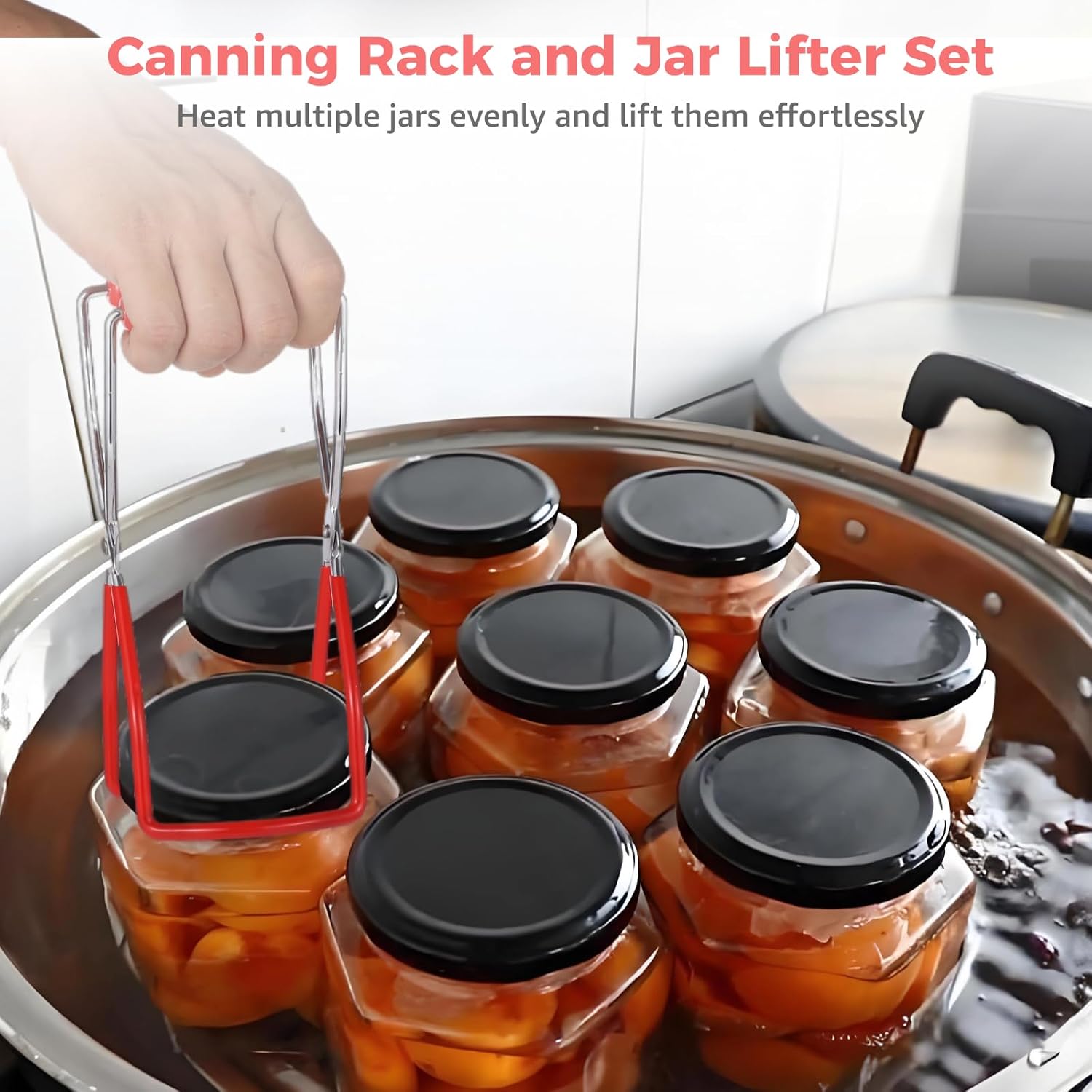 Canning Rack Jar Lifter - 11.3 Inches Canning Rack with Tong, Stainless Steel Canning Steamer Set, Canning Rack for