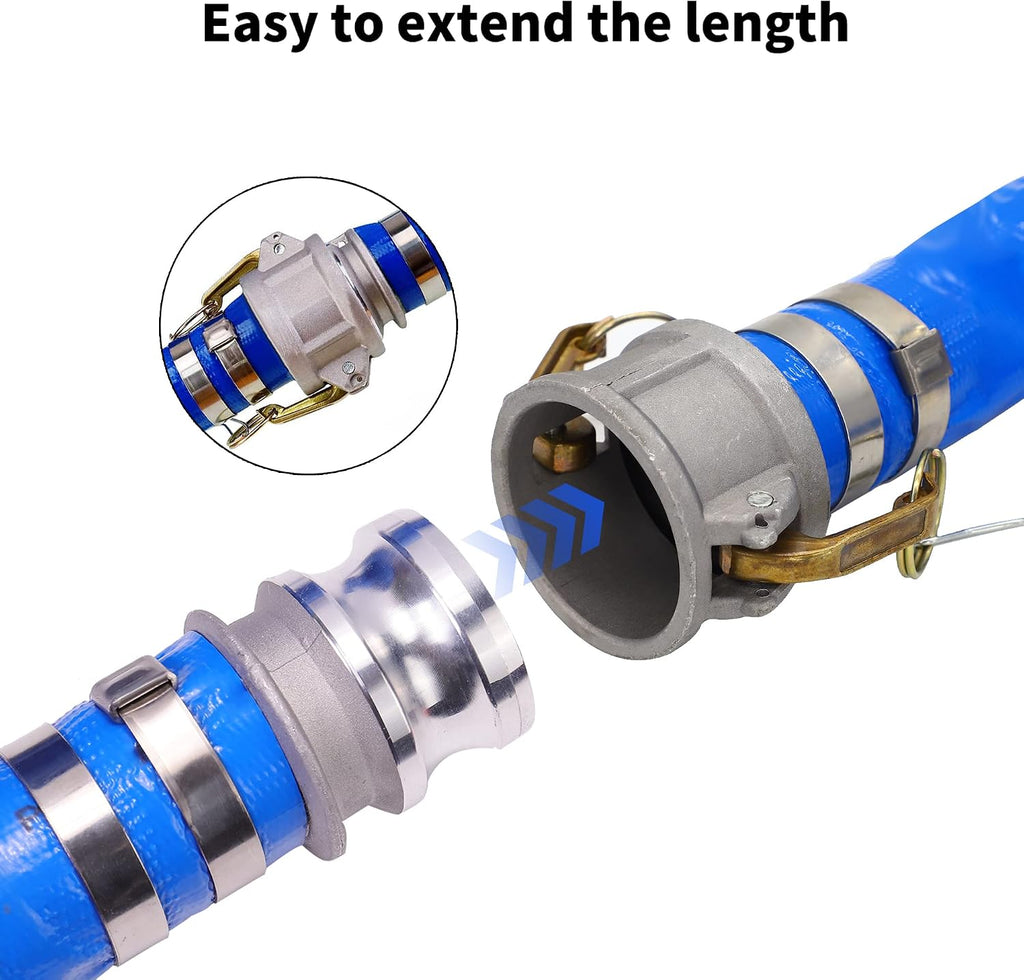 1 inch x 50ft PVC Lay Flat Discharge Hose With Aluminum Camlock C & E