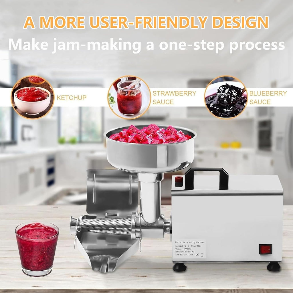 Electric Tomato Strainer Machine, 450W Tomato Sauce Maker Machine, Tomato Milling Machine Stainless Steel Tomato