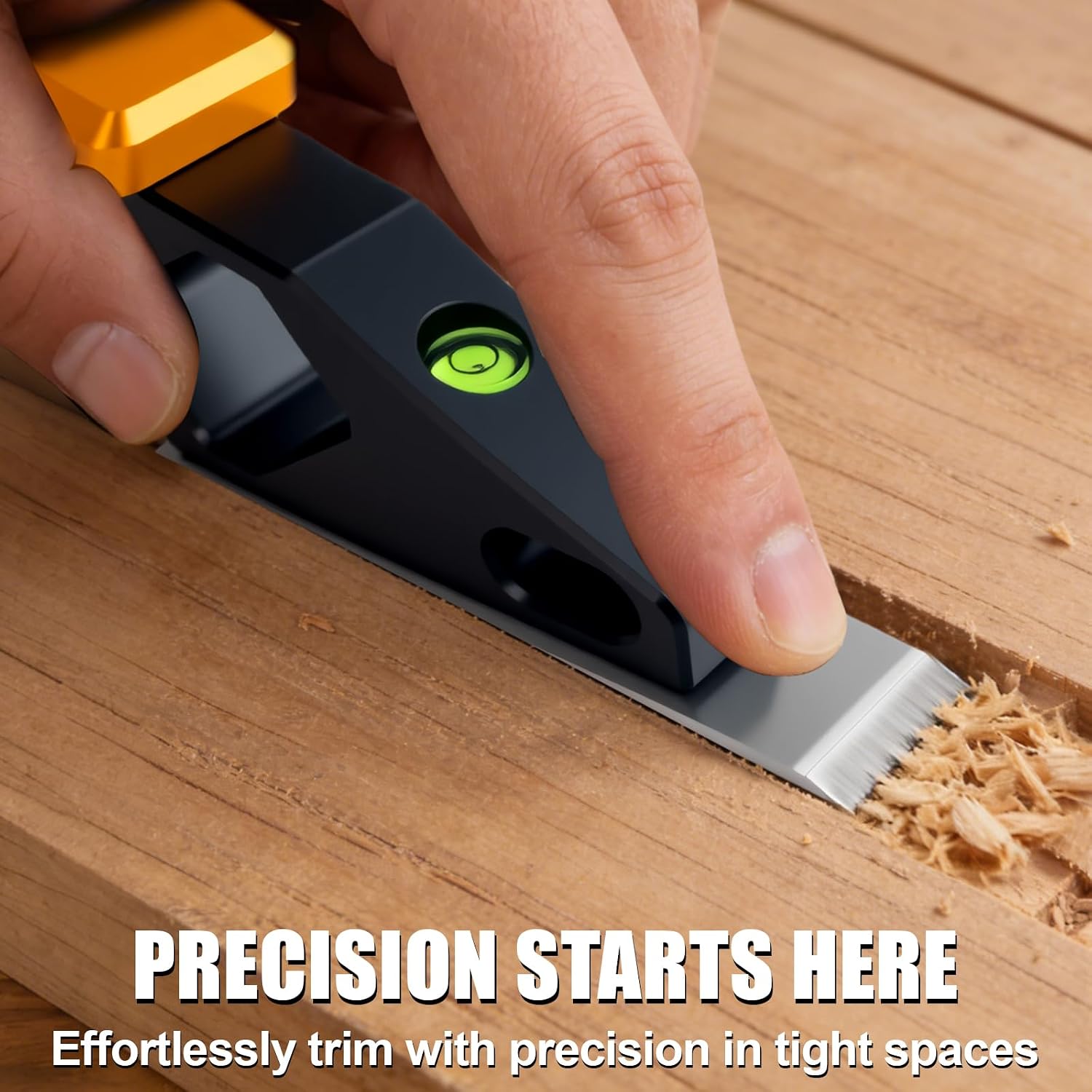 Block Plane with Built-in Level – Durable Hand Planer & Wood Plane – Precision Chisel Plane with Hardened Flat Blade
