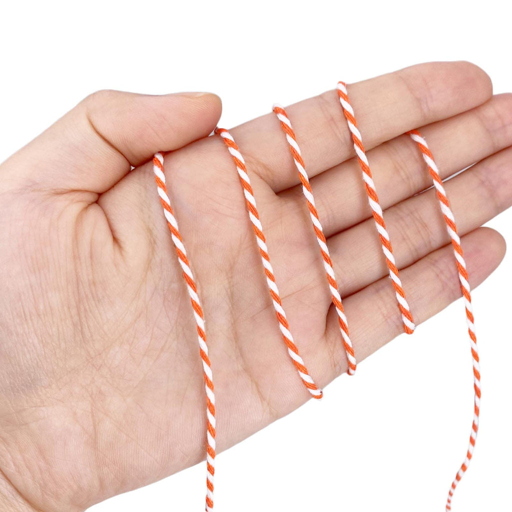 Twine String Orange and White Baker String 328 Feet 2mm Thick Christmas Halloween Twine String for Gift Wrapping DIY