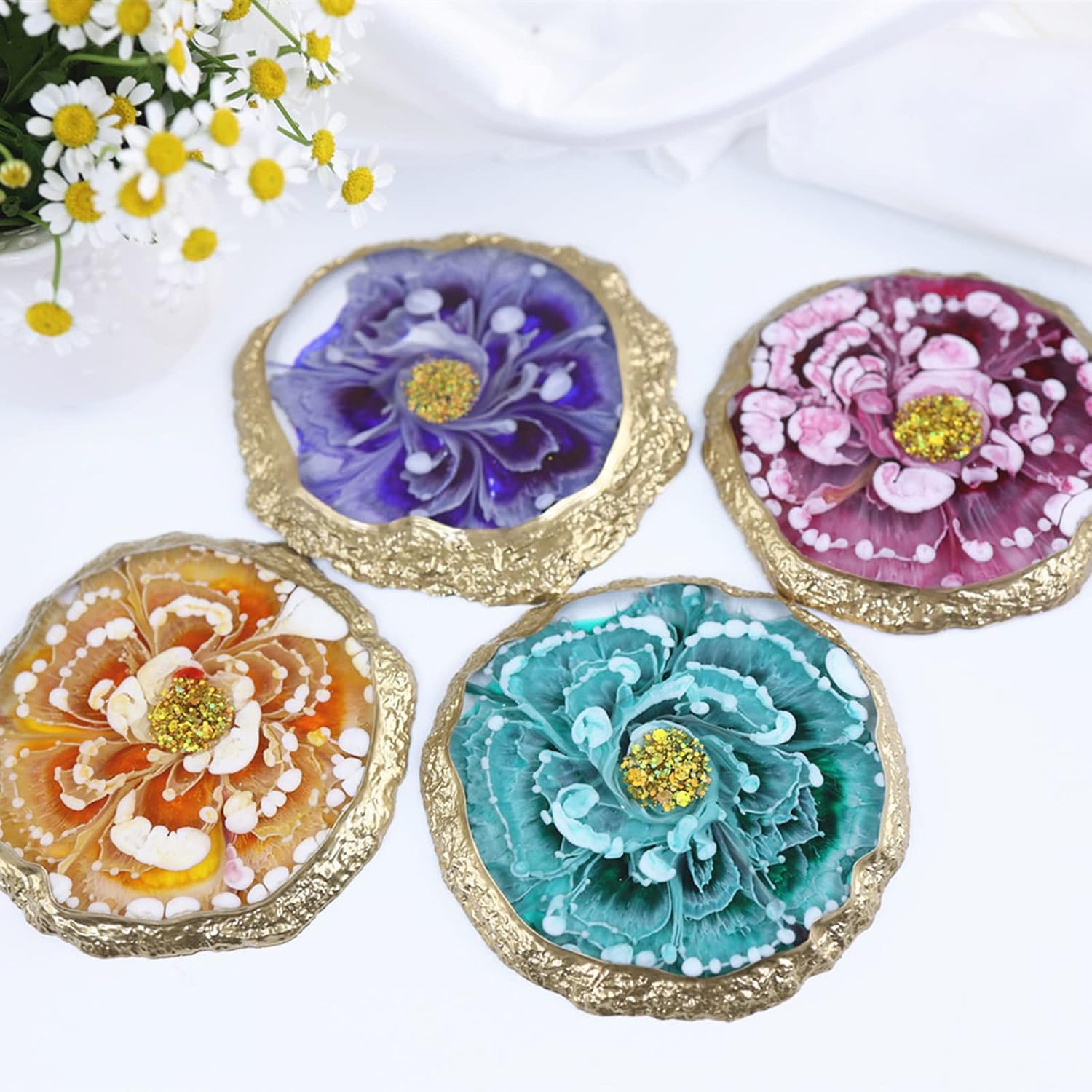 Resin Coaster Molds, Agate Geode Silicone Mold for Epoxy Resin Cup Mats, Home Decoration (4)
