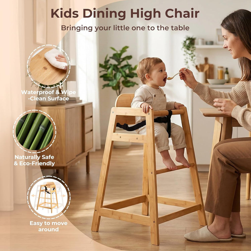 2026 Bamboo High Chair for Baby and Toddler Restaurant, Style Stackable