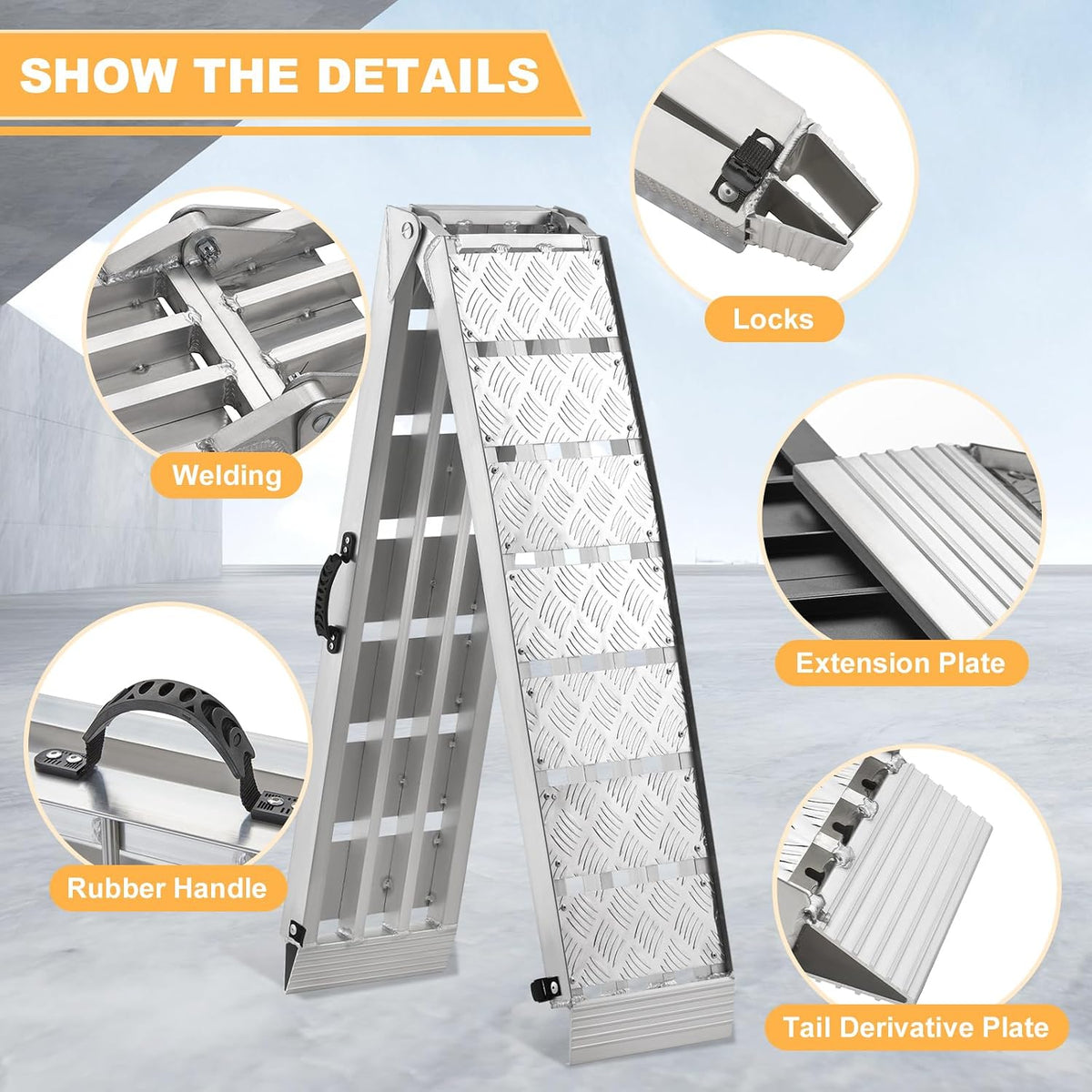 2PCS 7.5' Aluminum Truck Ramps, Loading Ramps for Pickup Trucks