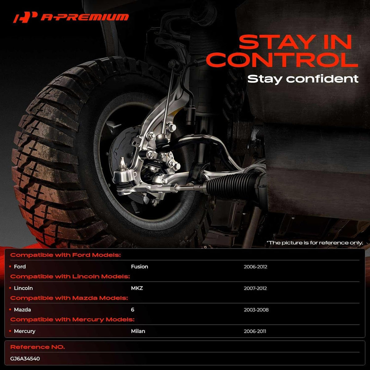 A-Premium 2 x Front Upper Ball Joints, Compatible with Ford & Mazda