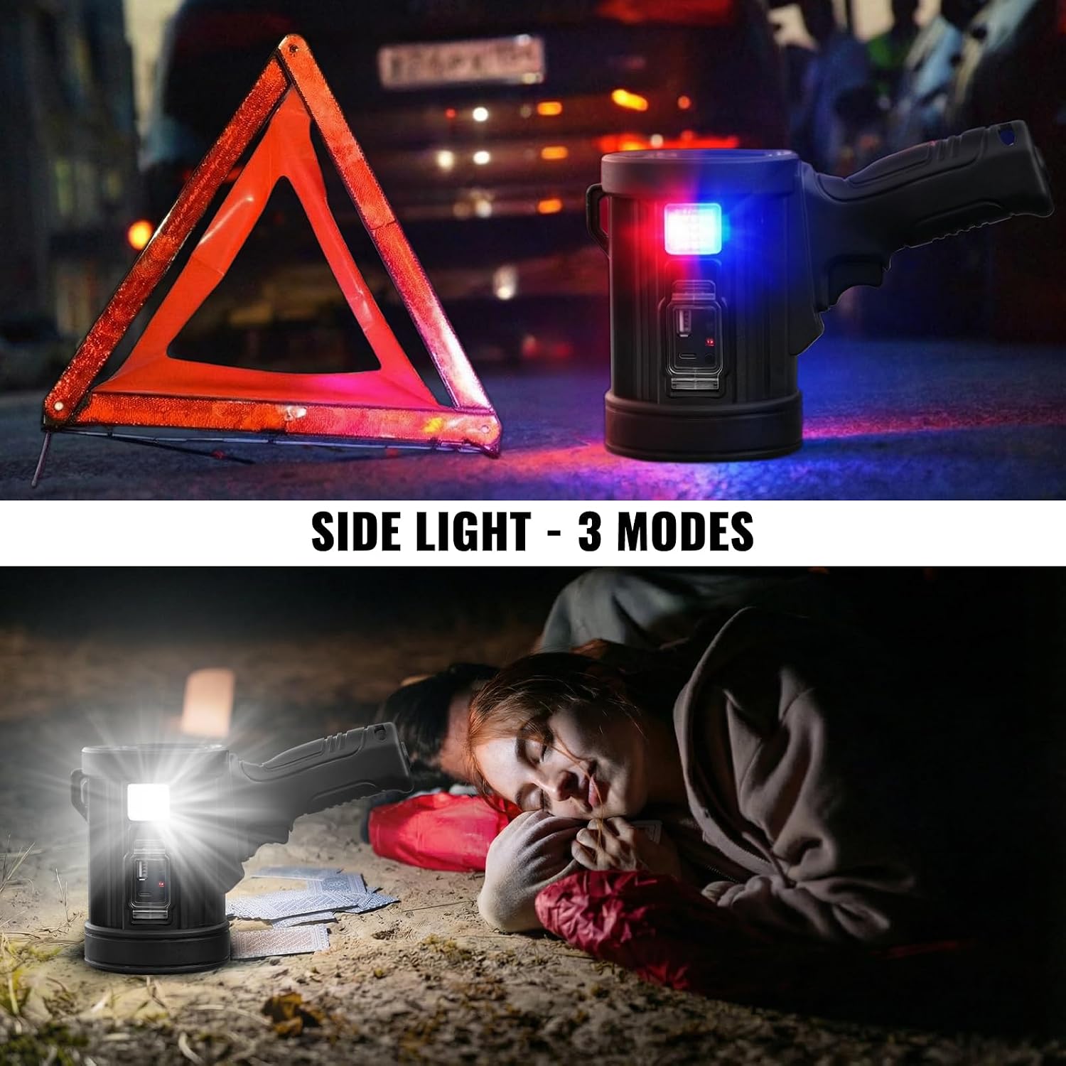 Rechargeable Spotlight,2000000 LM Super Bright Handheld Spot Light LED Flashlight High Lumens,Powered Spotlight Large