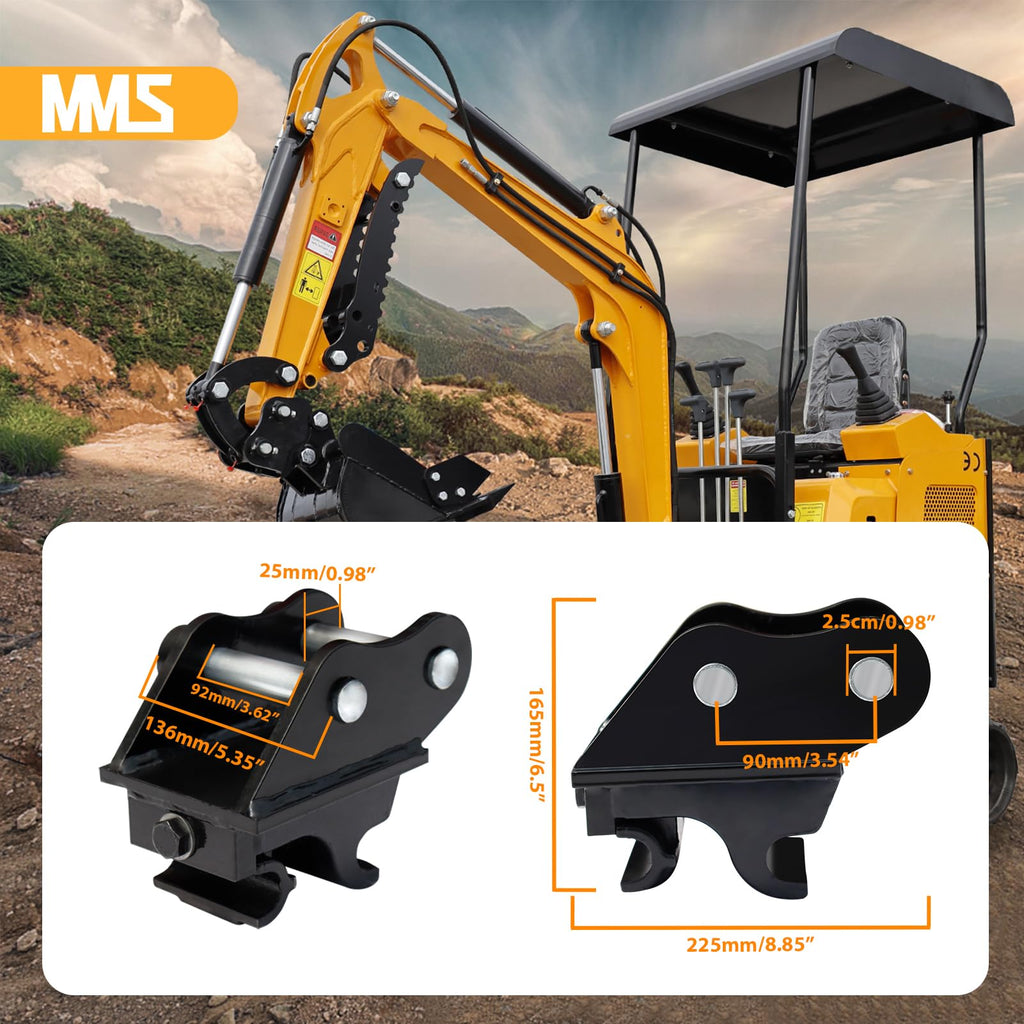 MMS Quick Change Hitch for Mini Excavators, Quick Connect Attachments Mechanical, Quick Hitch Coupler Fit for 0.8-1.8 Tons
