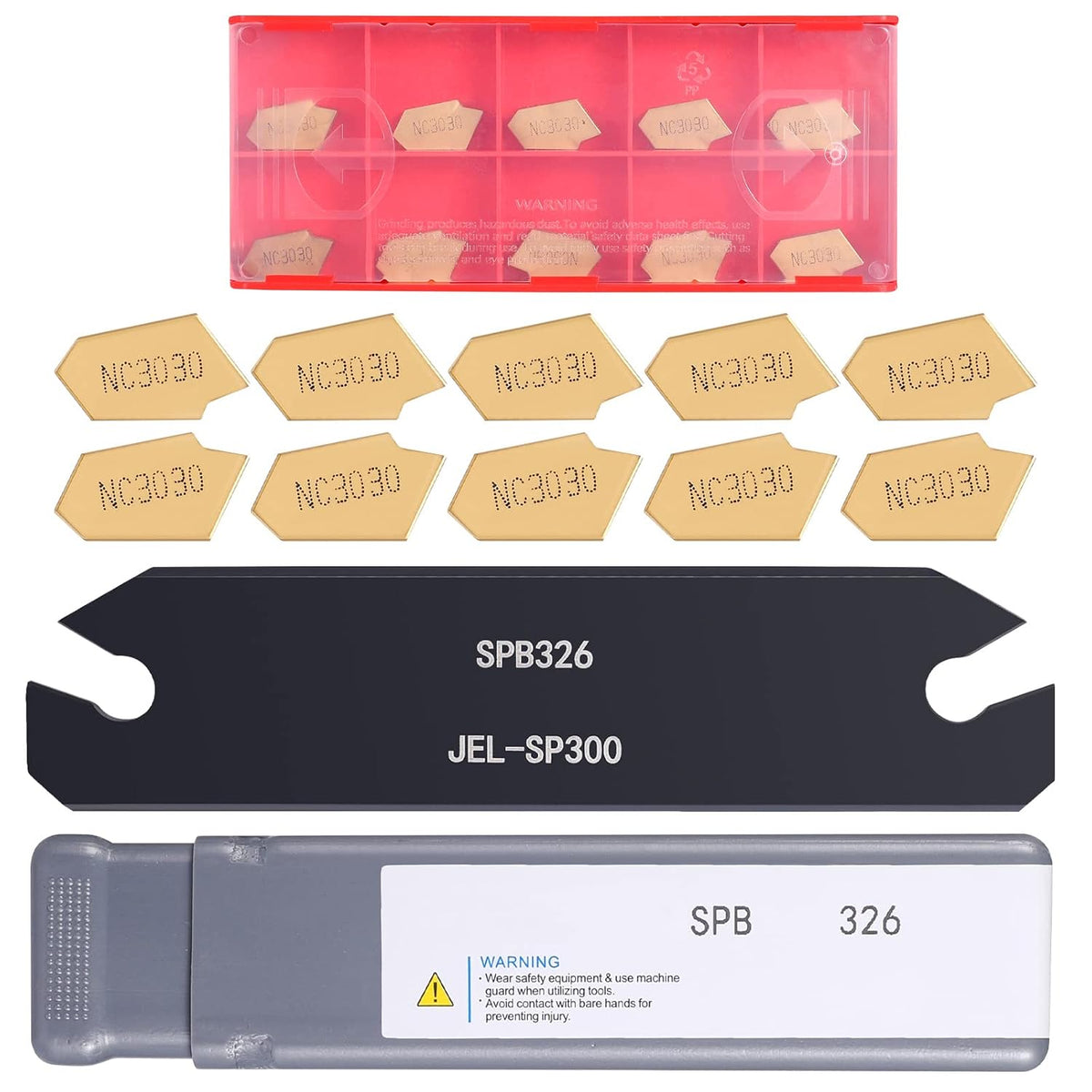 VerRich Lathe Parting tool,Lathe Cut Off Tool SPB326 with 10pcs GTN-3 NC3030 Carbide Inserts