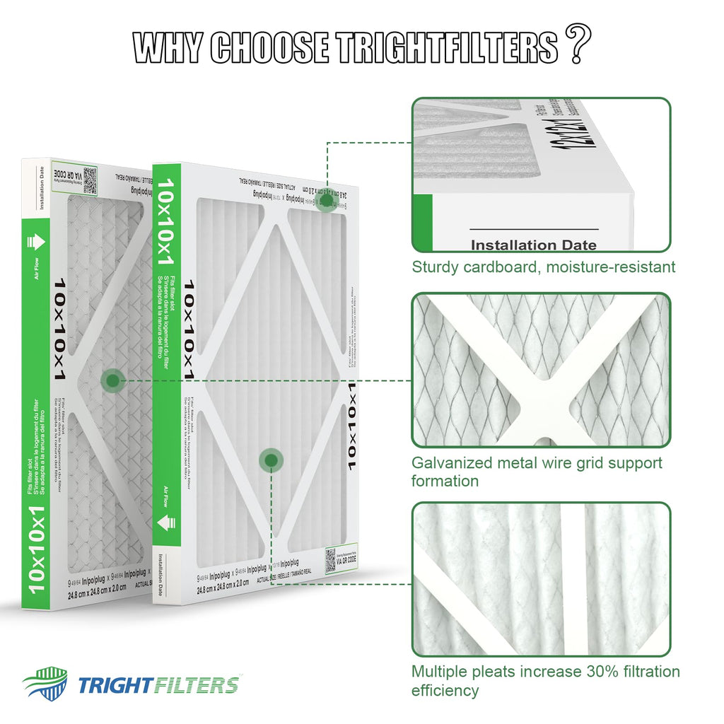 10x10x1 Air Filter 6 Pack, MERV 8 Filter Replacement