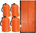 Waterproof Emergency Sleeping Bag with Whistle, 2 Pack Mylar Thermal Bivy Sack for Survival, Camping, Hiking with