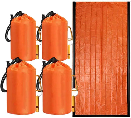 Waterproof Emergency Sleeping Bag with Whistle, 2 Pack Mylar Thermal Bivy Sack for Survival, Camping, Hiking with