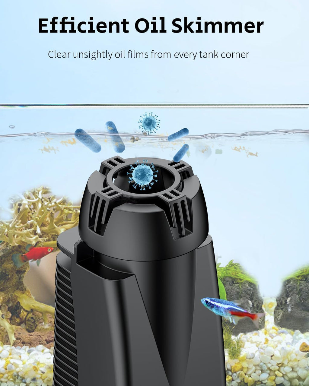80 GPH 4 W Aquarium Surface Skimmer for Fish Tanks up to 92 Gallons, Aquarium Oil Film Processor, Fish Tank Filter