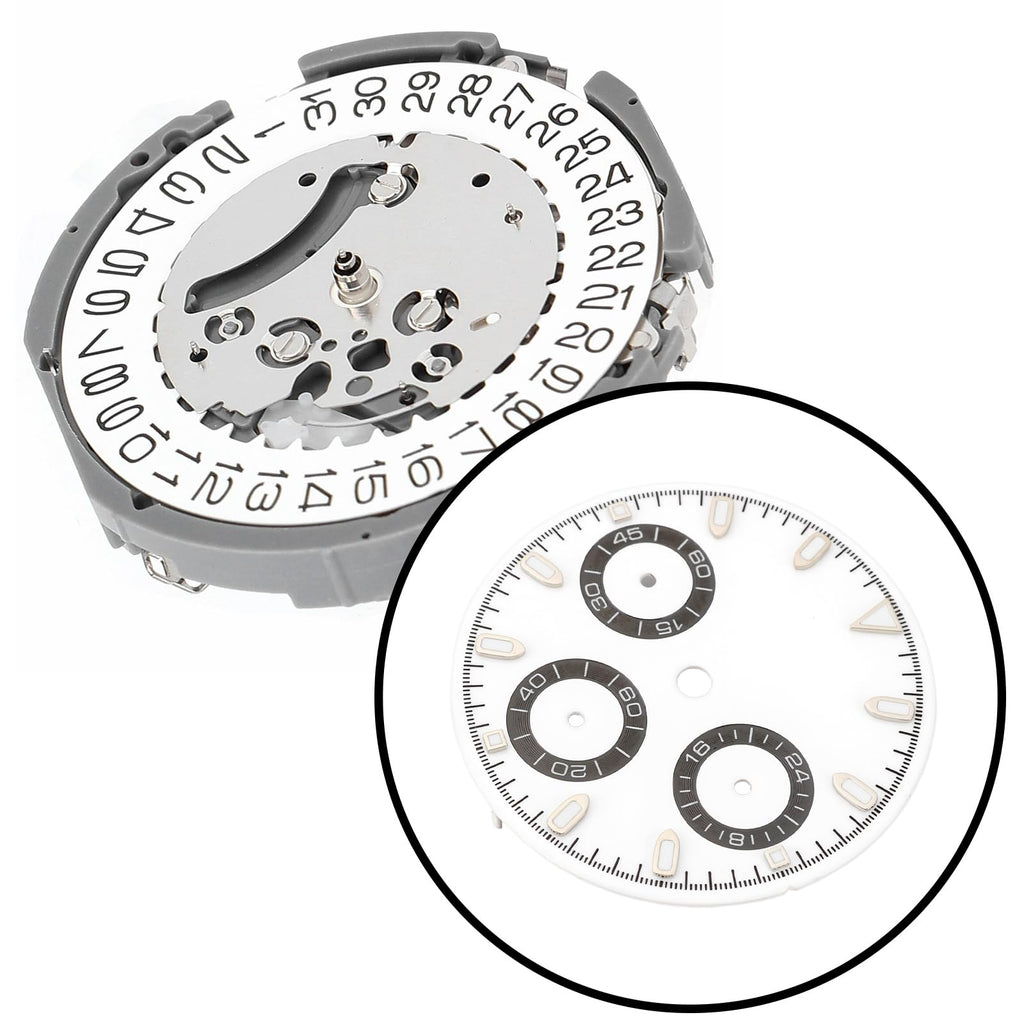 29.5MM Watch Dial Date Accessory Compatible with VK63 Quartz Watch Movement, White
