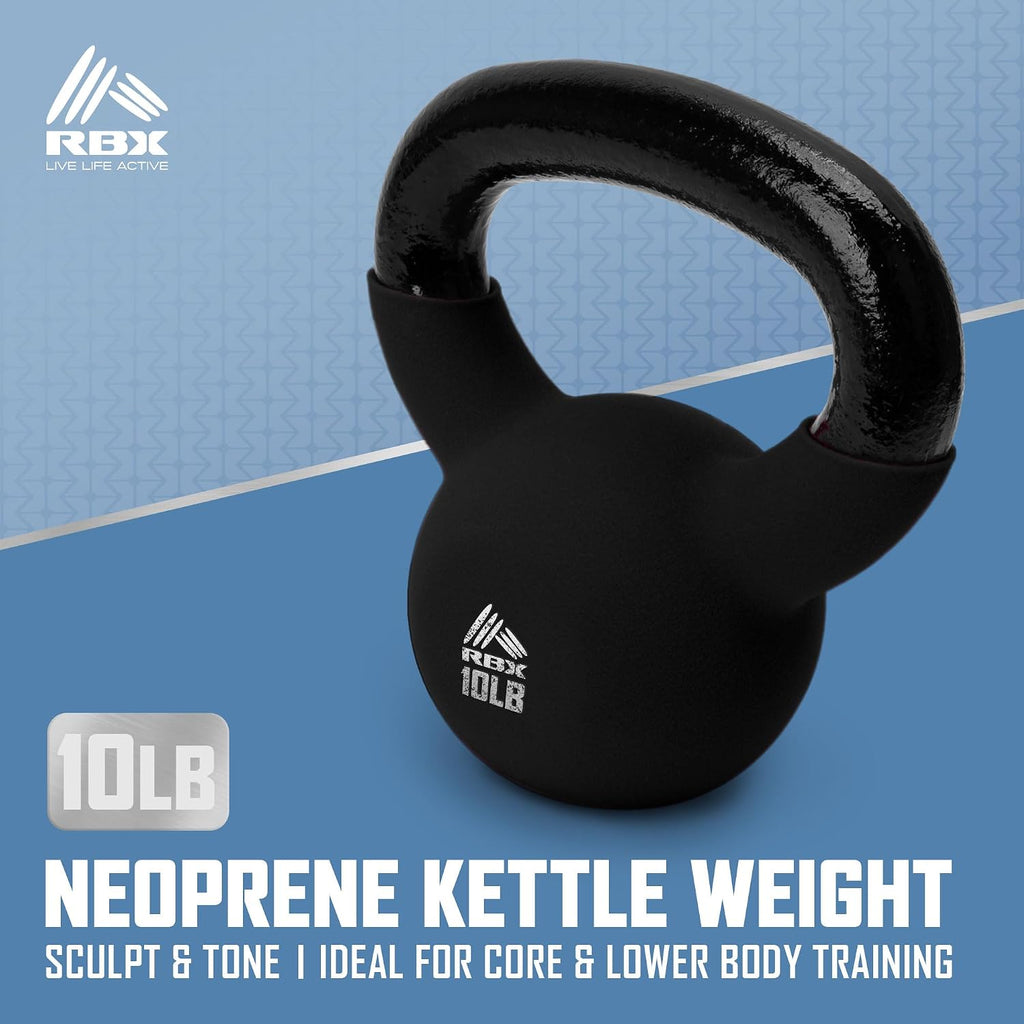 Neoprene Kettlebell, Wide Handle, Iron Core, Flat Bottom, Great for All Fitness Levels