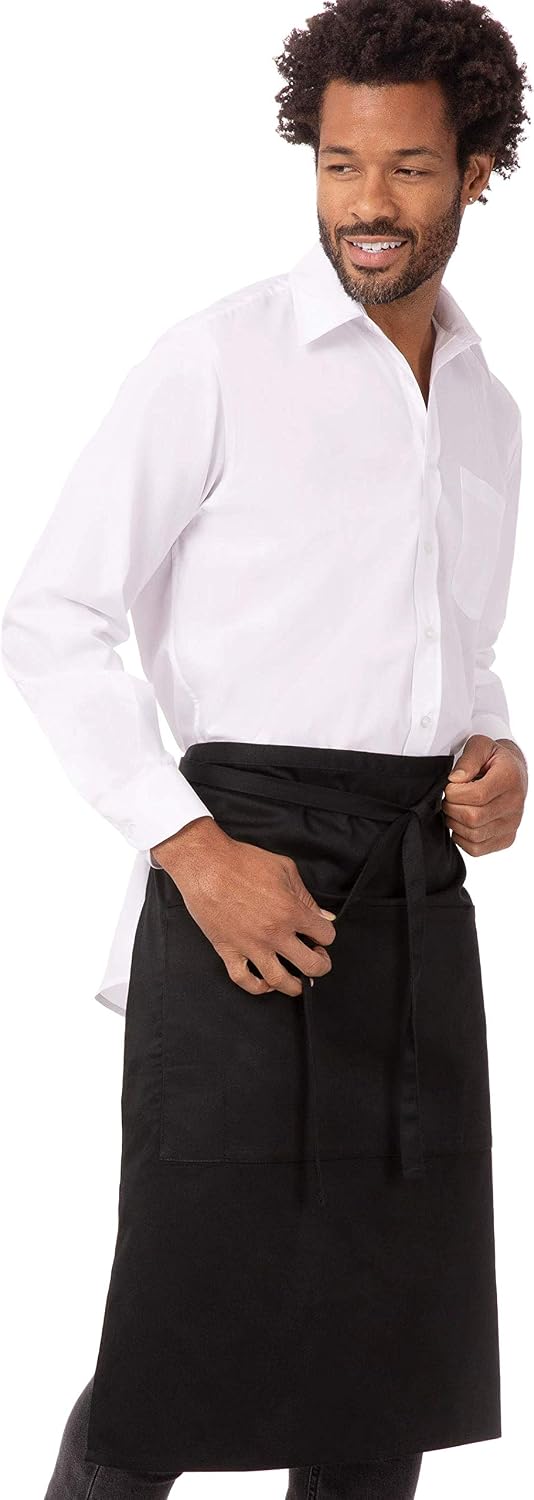 Unisex Reversible Server Apron, Black, One Size