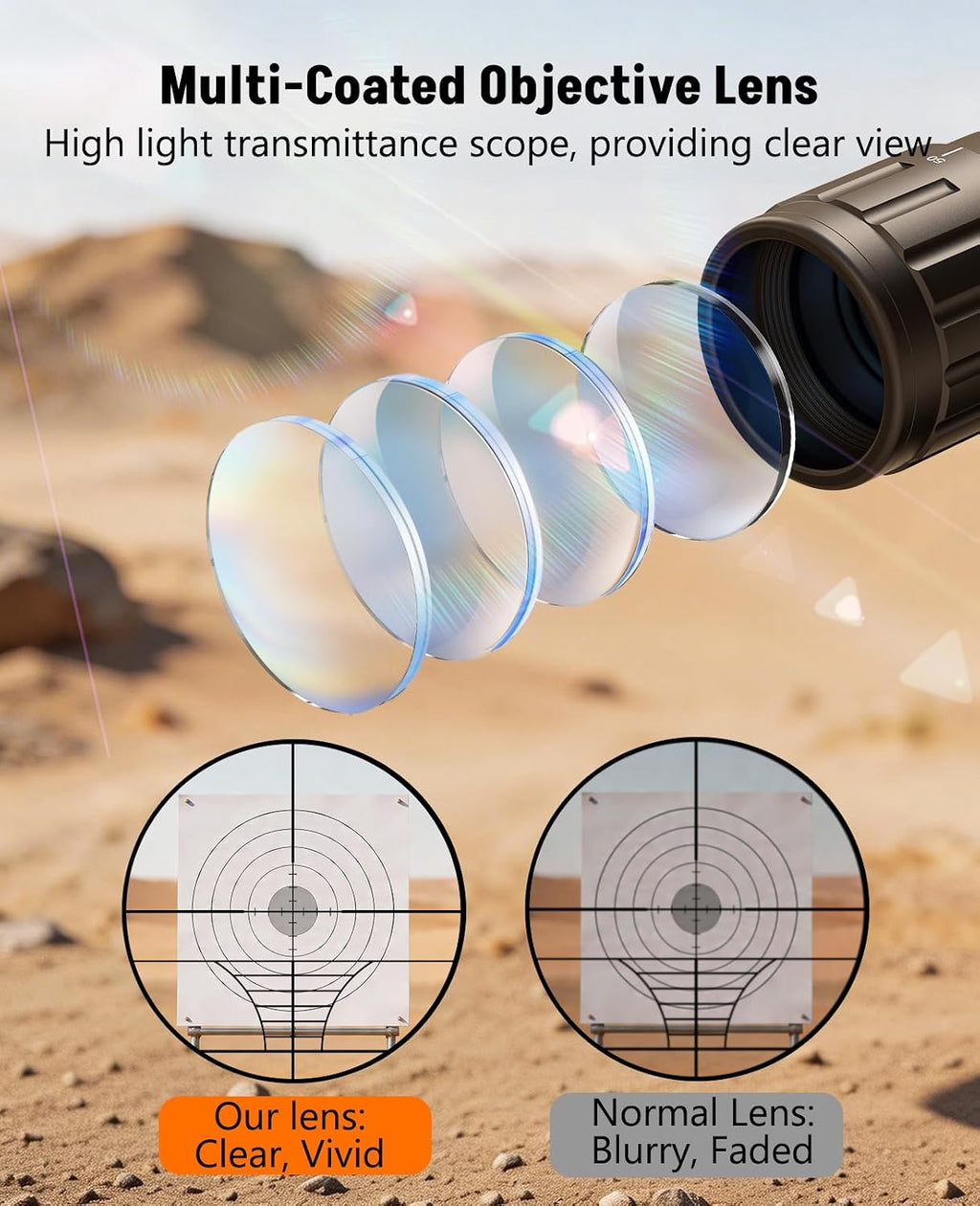 4-16x50 AO Scope Combo with Green/Red Dual Laser Sight, 5-in-1 Combo with Dual Illuminated Optics Scope & 4 Reticle