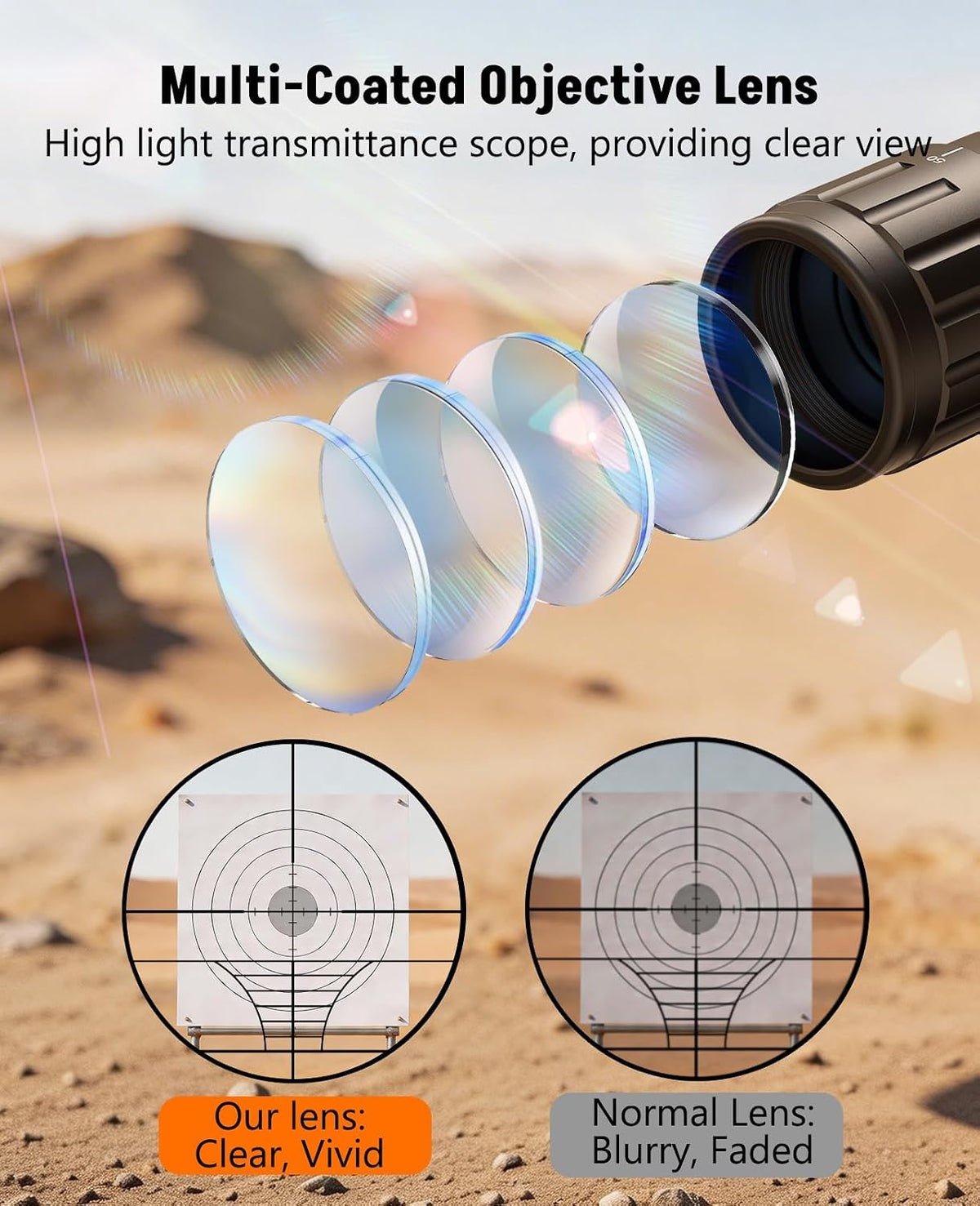 4-16x50 AO Scope Combo with Green/Red Dual Laser Sight, 5-in-1 Combo with Dual Illuminated Optics Scope & 4 Reticle