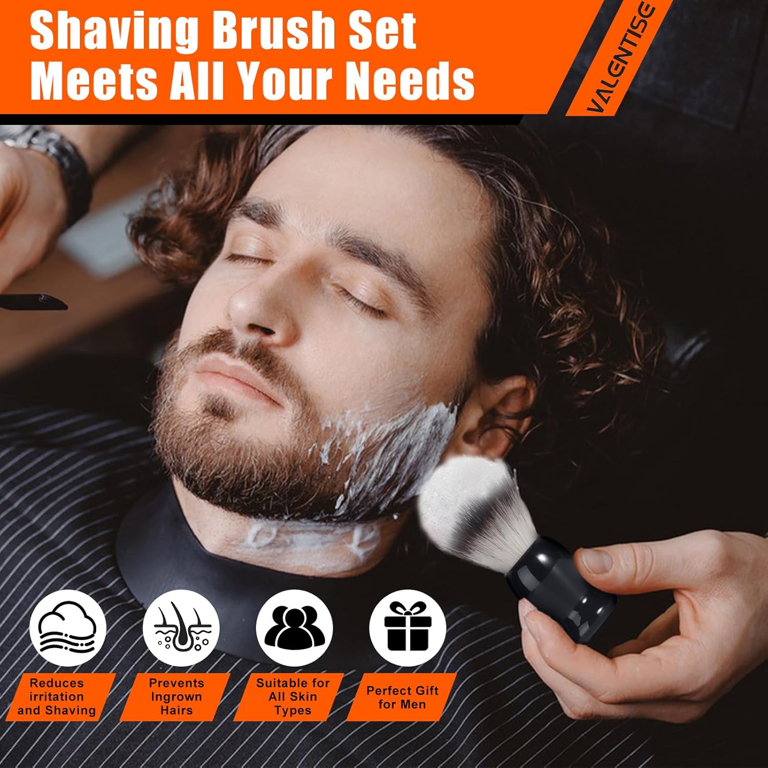 Shaving Brush, 3 In 1 Shaving Brush Set Includes Stainless Steel Shaving Stand and Bowl, Synthetic Badger Hair Shave
