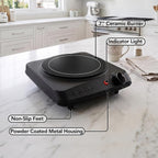 Electric Infrared Single Burner, 1000W Hot Plate, Black BGI101B
