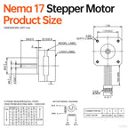 YEJMKJ Nema 17 Stepper Motor 42x23mm 0.16Nm (22.66oz·in) 0.8A 4.2Ω Bipolar