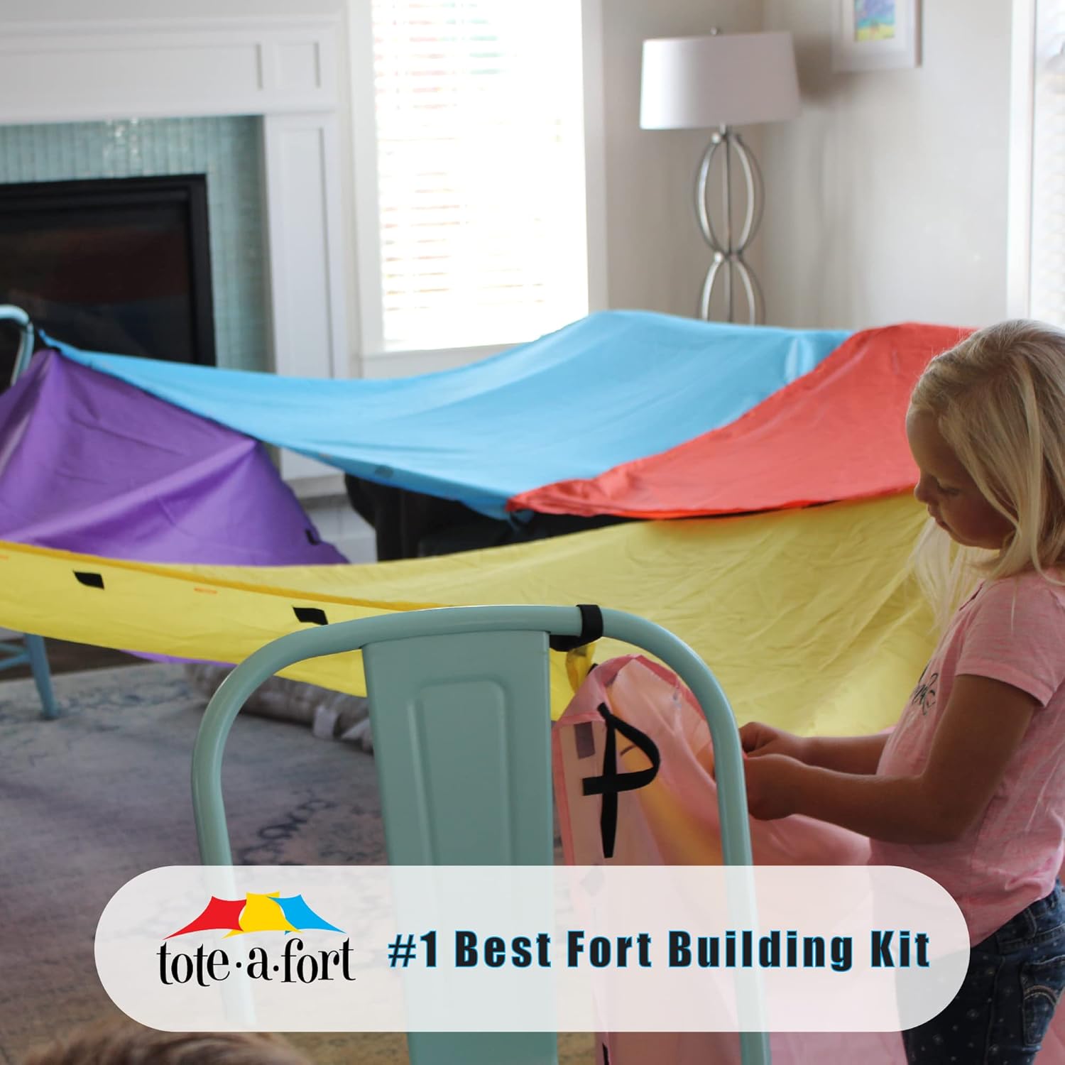 Tote a Fort Original XL Blanket Fort Building Kit - Portable Playhouse Play Tent Fort - Indoor & Outdoor Toy Set for