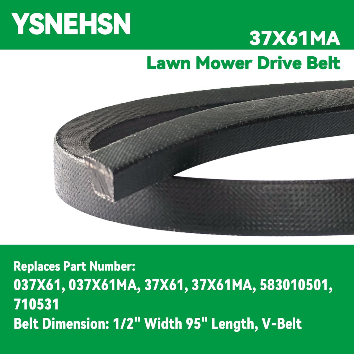 37X61MA Lawn Mower Drive Belt Fits for Murray 37X61 037X61MA 583010501 710531 M126012 Craftsman 24690 with Husqvarna YTHP1542 LT120 LT130 LT1238 LT1538 YT150 (1/2" x 95")