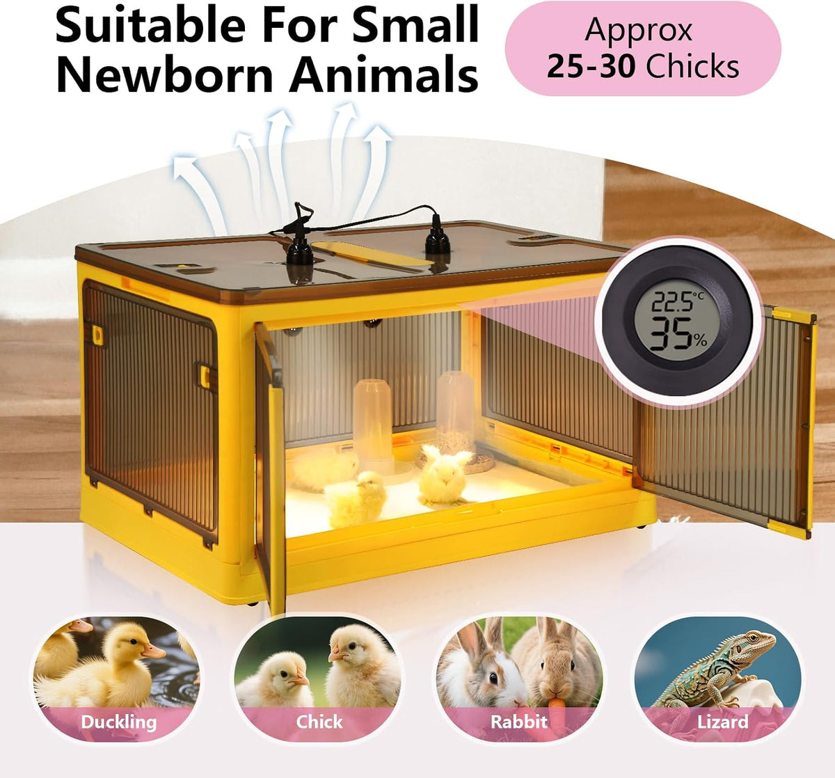 142L Chicken Brooder Box for Chicks Kit with Heater Chicks Warmer Brooder Plate Ducks Tent Pen Thermometer for 30