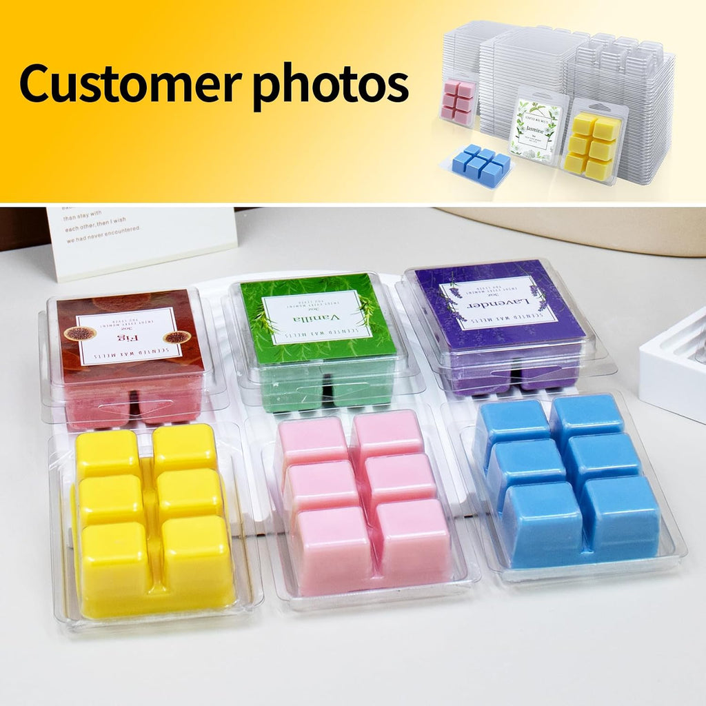 Wax Melt Container Clamshell Packaging Mold Box with Packaging Box | Plastic Clear Empty Wax Candle Melt Tart