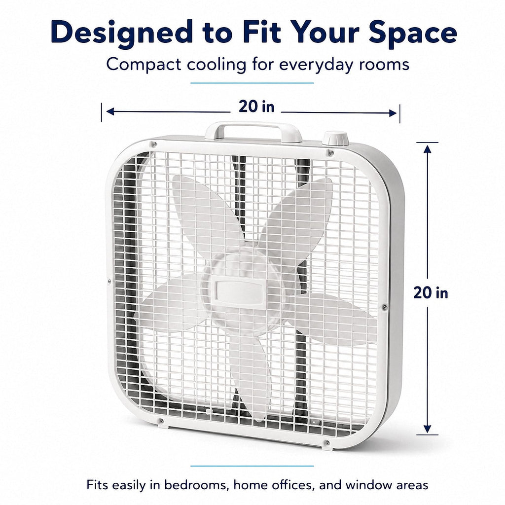 20-Inch 3-Speed Box Fan, Up to 1,710 CFM, Weather-Resistant Motor