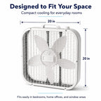 20-Inch 3-Speed Box Fan, Up to 1,710 CFM, Weather-Resistant Motor