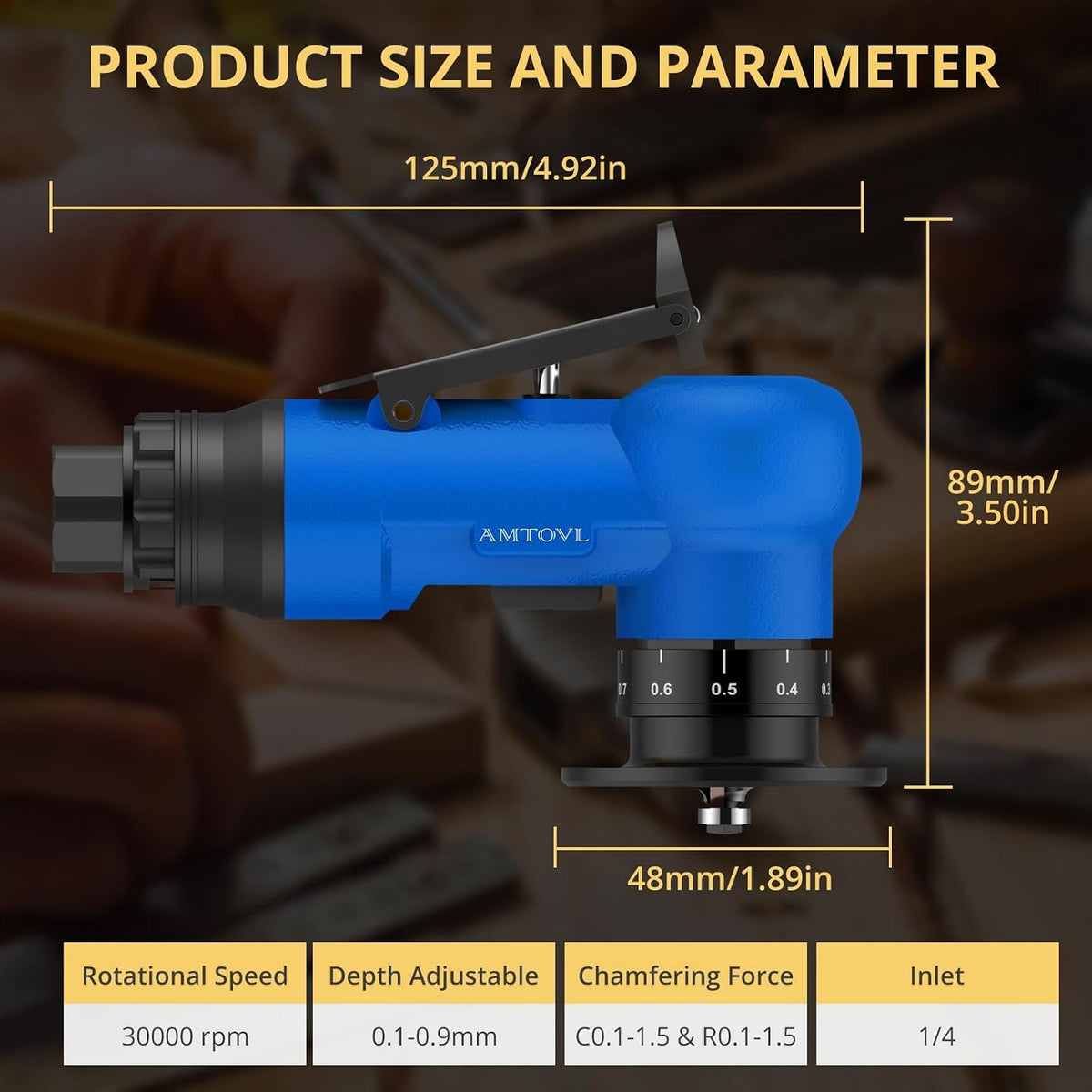 AMTOVL Pneumatic Chamfering Tool, Mini Air Chamfer Tool W/ 10C & 10R Blades