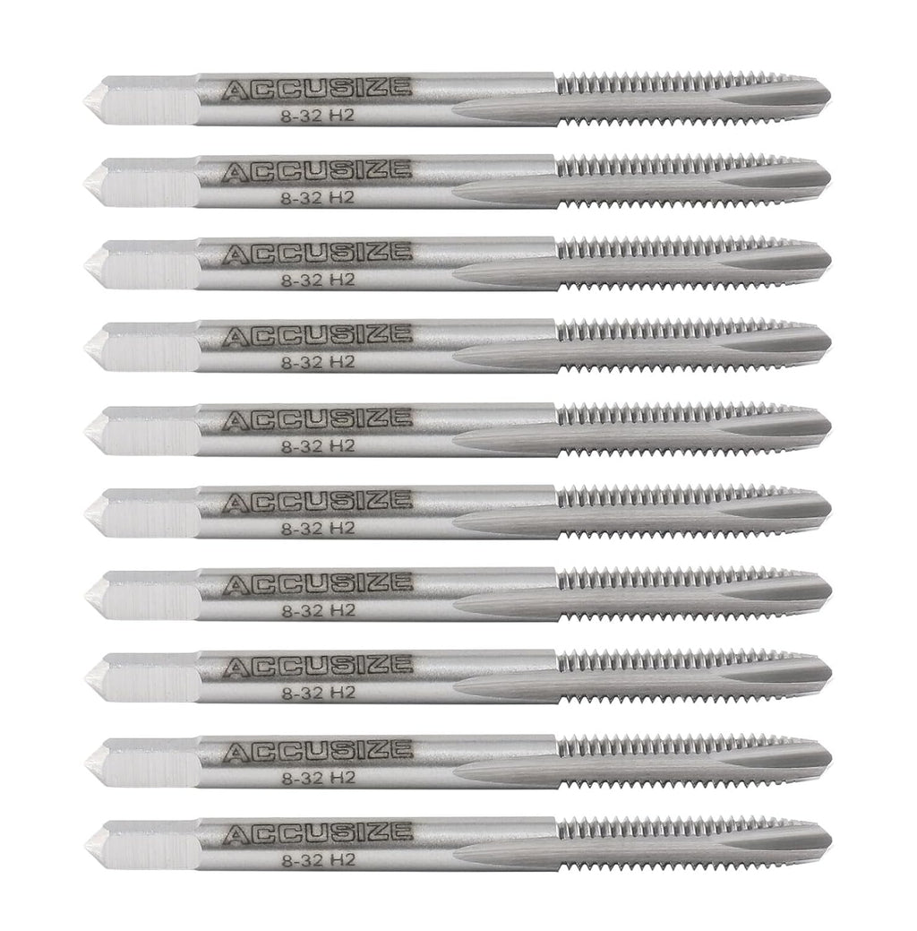 Accusize Spiral Point Tap 8-32NC H2 HSS 2-Flute, 10 Pc Set