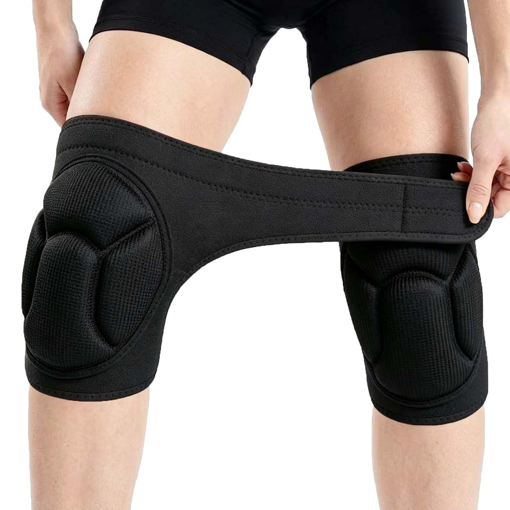 Men & Women Knee Pads - Waterproof Cushion with Straps for Adult, Black L