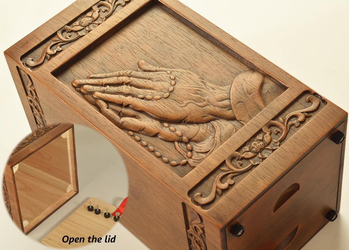 Wooden urn Human Ashes Cremation Adult Box Funeral Burial Male Casket Decorative Memorial funerary Men Large 250LBS