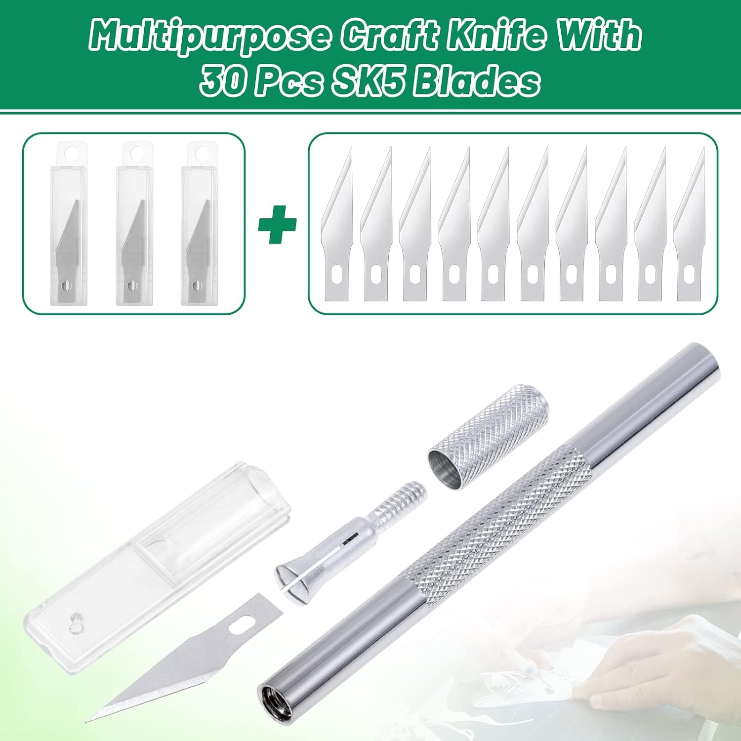 Exacto Knife with Hobby Mat for Crafts, Self Healing Cutting Mat Hobby Knife with 30 PCS Exacto Blades Precision
