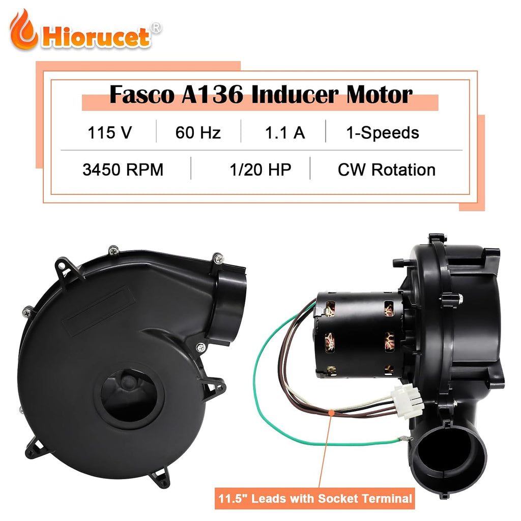 A136 Draft Inducer Motor for Rheem Rudd Furnace 70-24033-01, 7062-3861