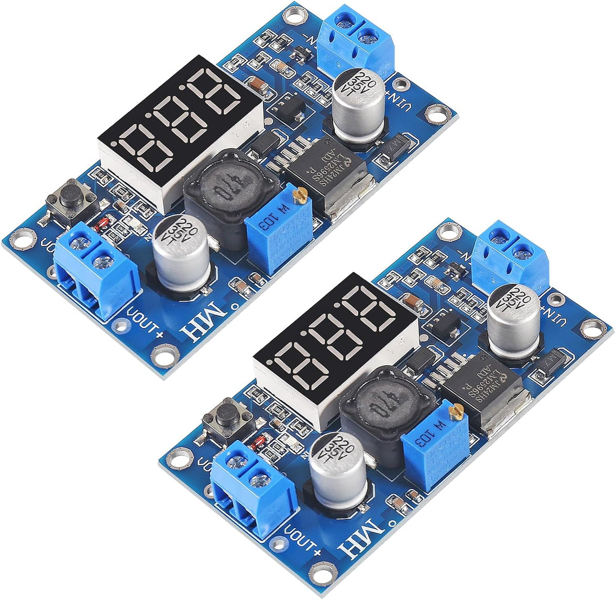 2pcs LM2596S LM2596 DC-DC Buck Converter Adjustable Step-Down Voltage Regulator Power Module 36V 24V 12V to 5V 2A Voltage Stabilizer with LED Display