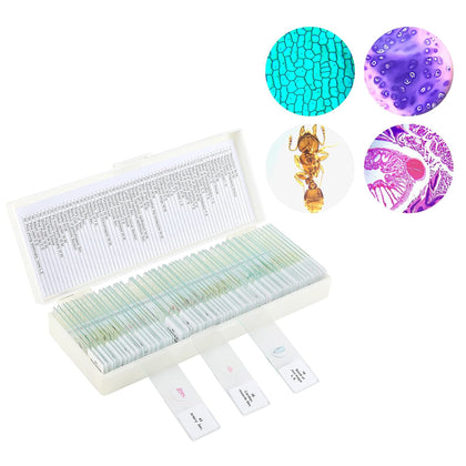 60 Microscope Slides with Specimens,Prepared Microscope Slides for Kids,Glass Slides for Microscope,Prepared Slides