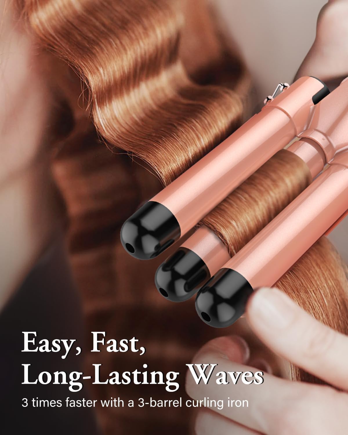 Waver Curling Iron Wand, BESTOPE PRO 5 in 1 Curling Wand Set with 3 Barrel Hair Crimper for Women, Fast Heating Hair
