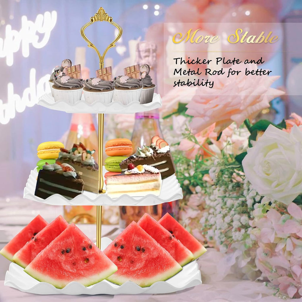 Plastic Dessert Cupcake Stand, 3 Tier Cupcake Tower Holder, White
