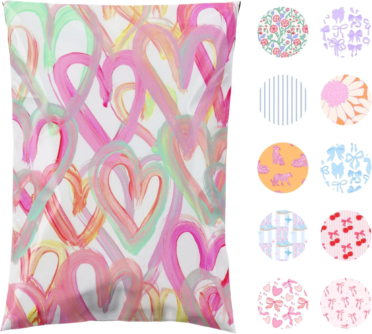 Poly Mailer 6x9, Happy Hearts, 100 Pack