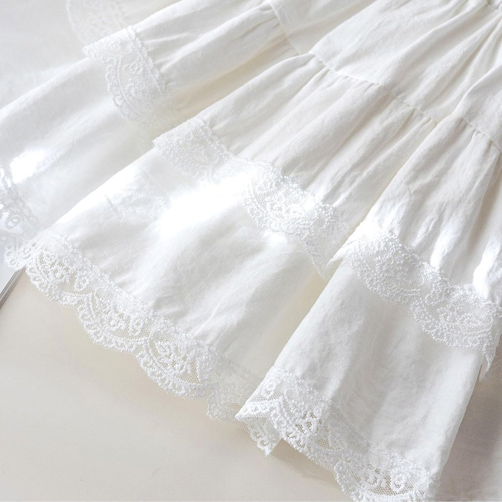 Kids Girls Lace Ruffled Skirt Toddler School A Line Layered Skort Classic Elastic High Waisted Athletic Skirts Casual