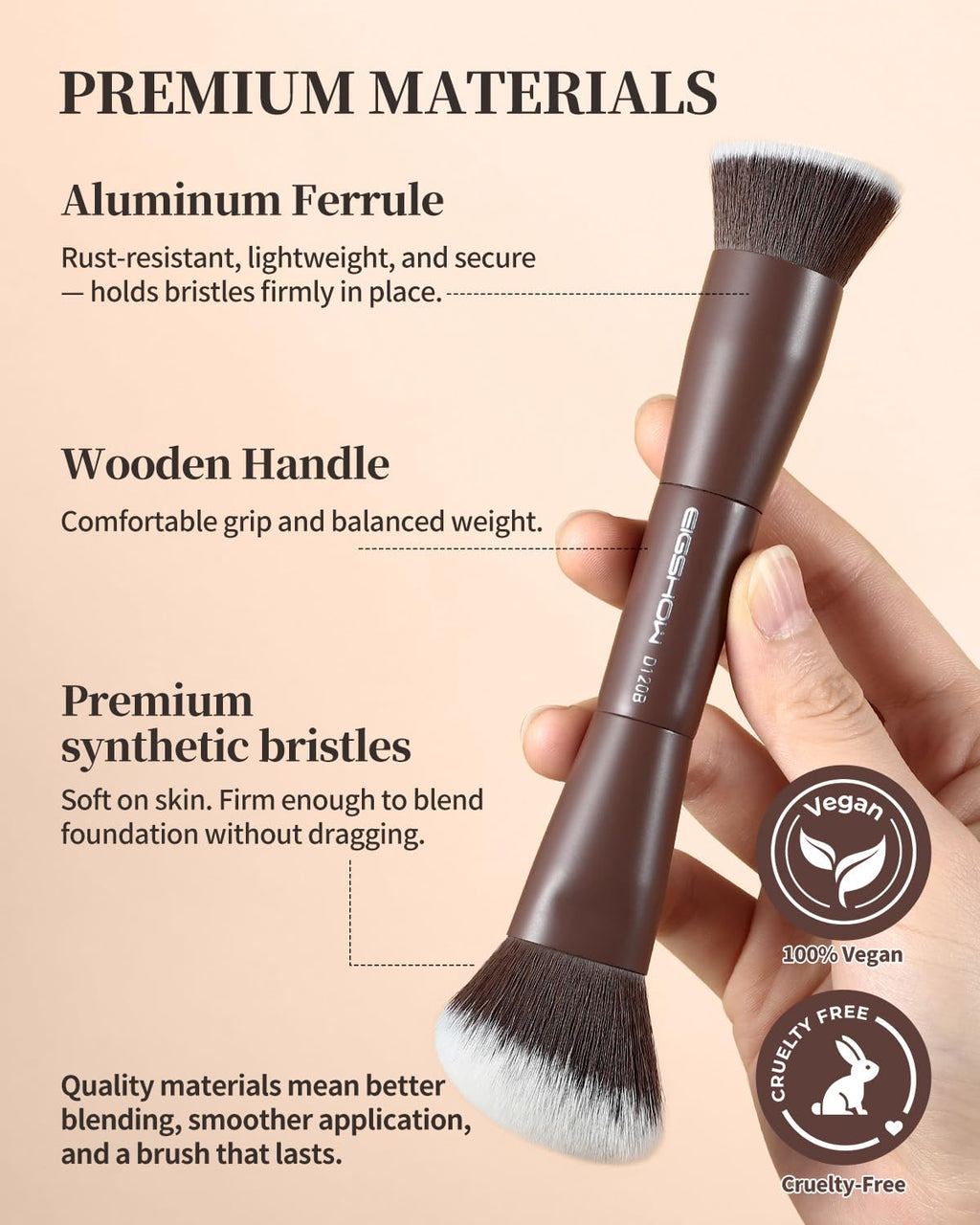Double-Ended Foundation Brush Contour Brush,Angled Makeup Brush