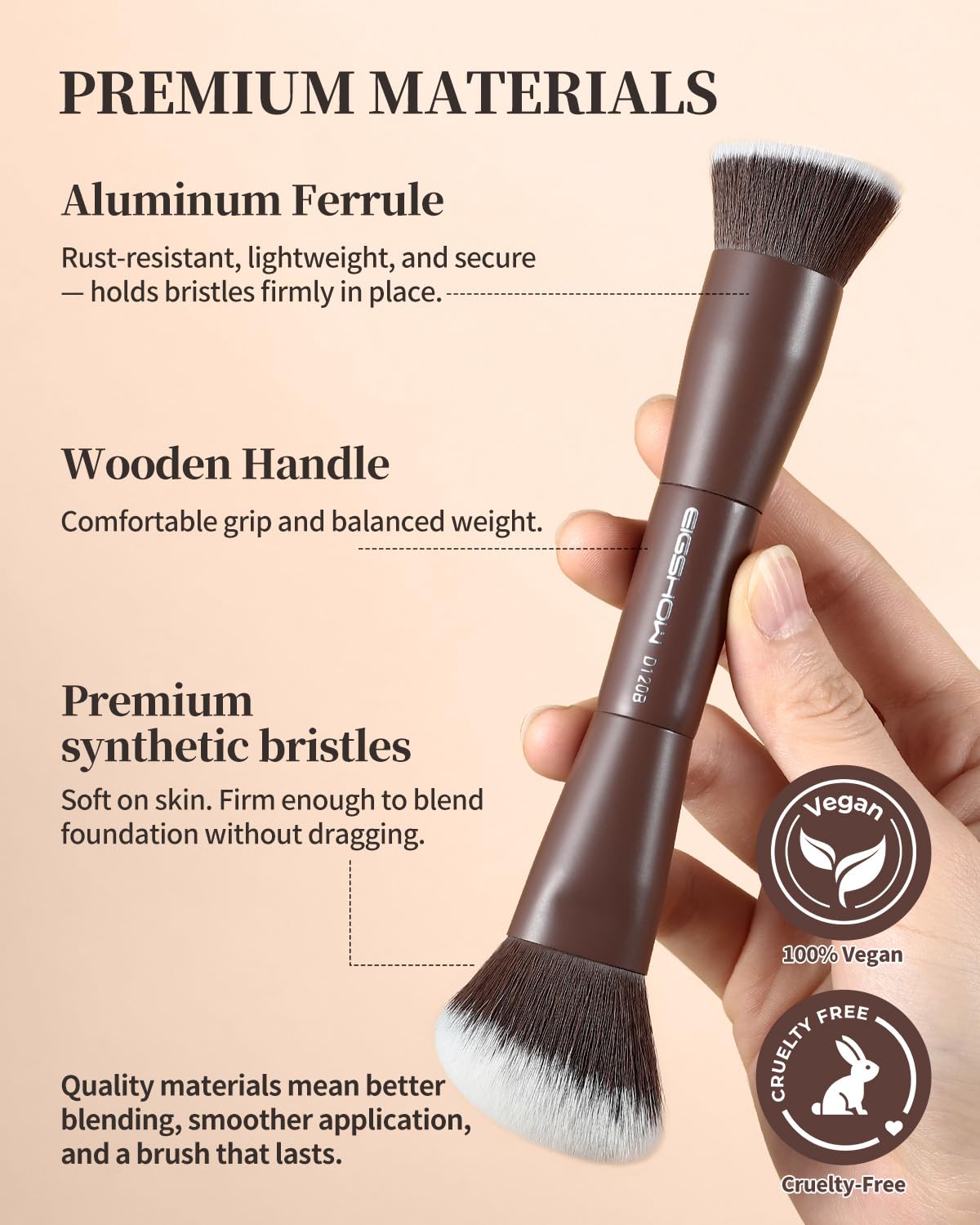 Double-Ended Foundation Brush Contour Brush,Angled Makeup Brush