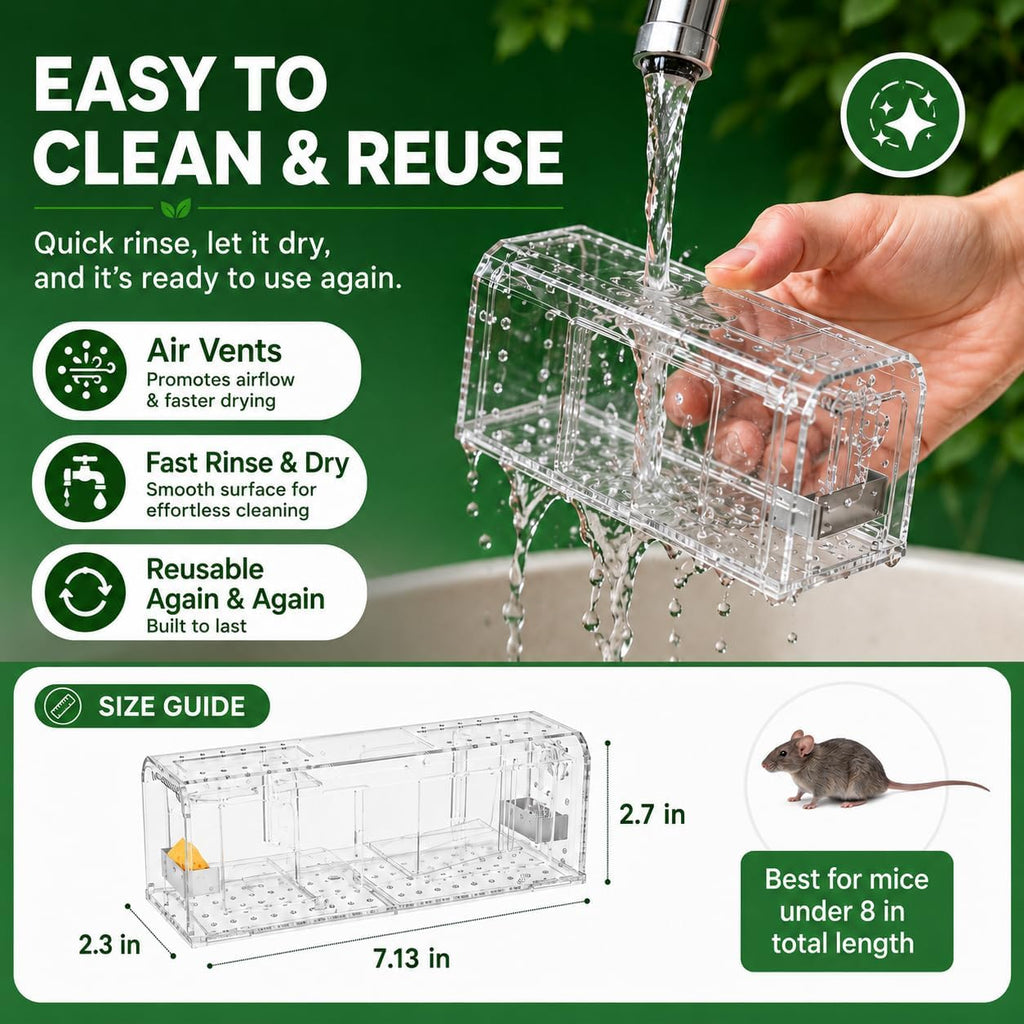 Humane Mouse Traps Indoor Outdoors for Home | Live Mouse Traps Catch and Release, No Kill Mice Traps, Reusable