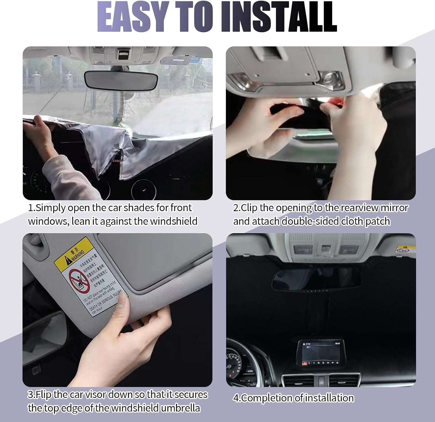 59×31 Inch Car Windshield Sun Shade,Foldable Car Sun Shade Windshield for Blocking Sunlight & Thermal,Summer