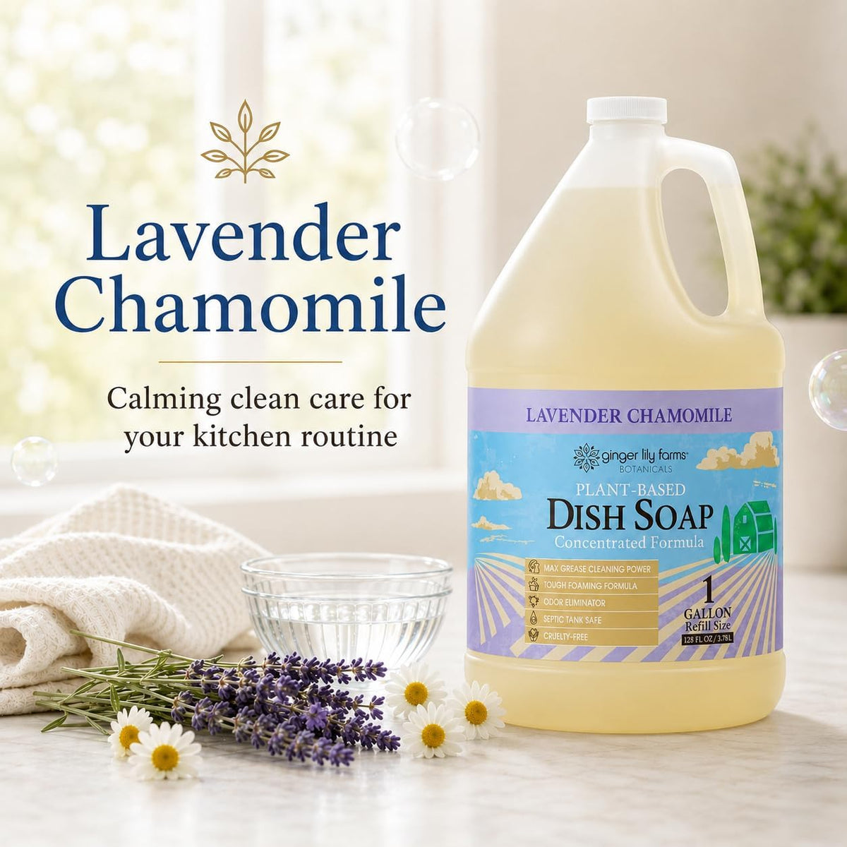 Botanicals Liquid Dish Soap, 128oz, Lavender Chamomile