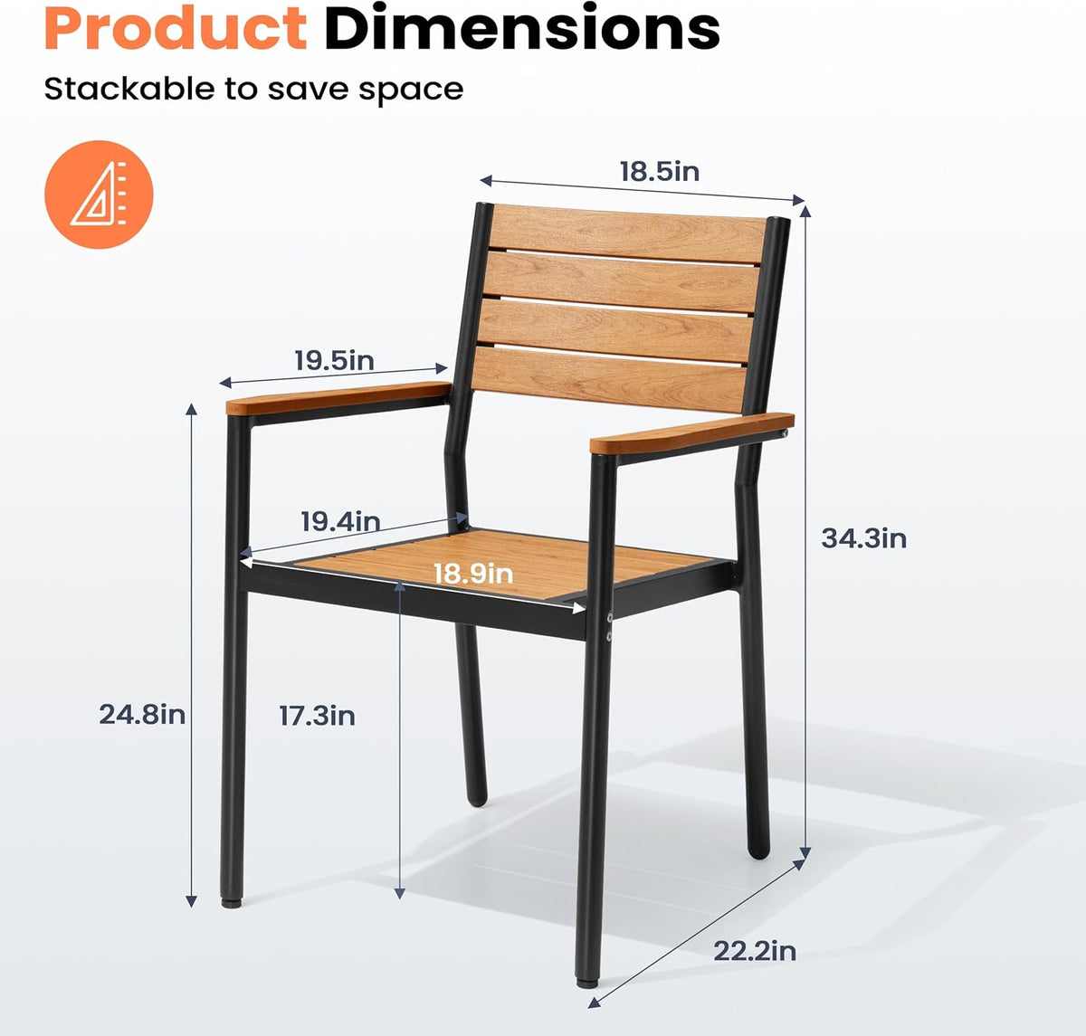 Stackable Outdoor Patio Dining Chairs Set of 4