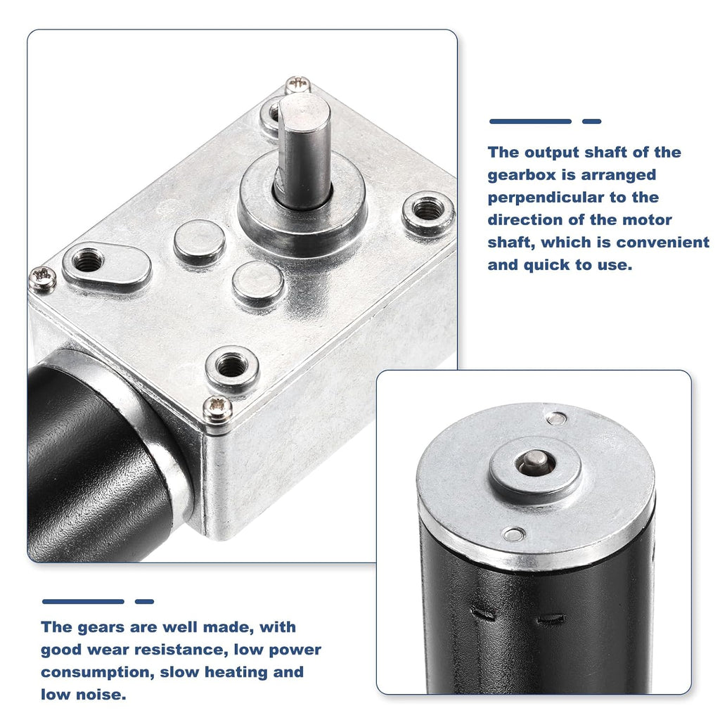 MECCANIXITY DC 24V 200 RPM Reversible Worm Geared Motor Reducer Motor