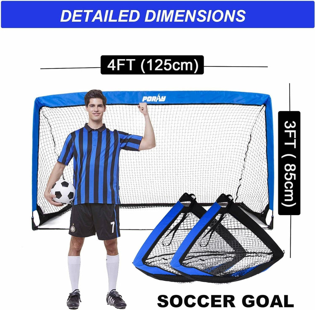 Poray Portable Soccer Goal Pop Up Soccer Net for Kids and Adults with 210D Oxford Fabric & Extra Stakes,Birthday Gift